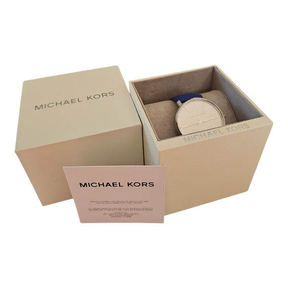 Michael Kors Women's Pyper Quartz Stainless Steel/Blue Leather Watch MK2845 NIB - Picture 7 of 7